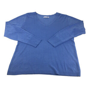 Croft & Barrow Women's Sweater‎ V-Neck Pullover Large Long sleeve Blue 73277